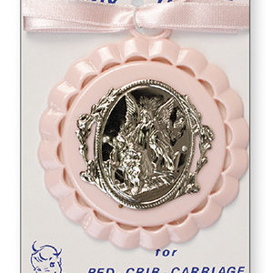 Plastic Baby Medallion Guardian Angel Motif Pink