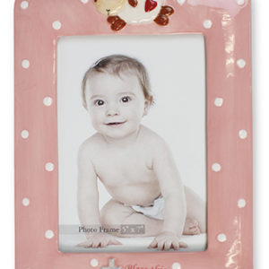 Porcelain Baby Photo Frame Pink Glazed