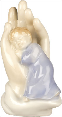 Boy Ceramic Palm of hand Statue