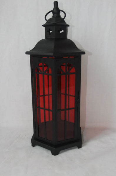 Large Metal lantern Red Glass 1