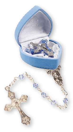 6115 Blue Glass Baby Rosary Beads