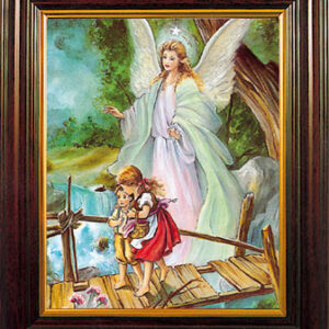 Wood Framed Guardian Angel Picture