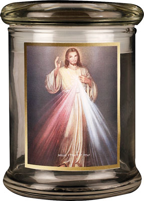 LED Glass Candle Holder Divine Mercy 1