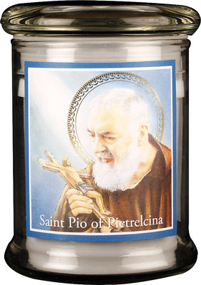 87889 LED Glass Candle Holder Saint Pio