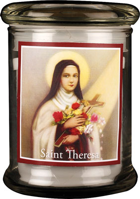 87891 LED Glass Candle Holder Saint Theresa