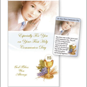 Communion Card Boy Laminated Leaflet