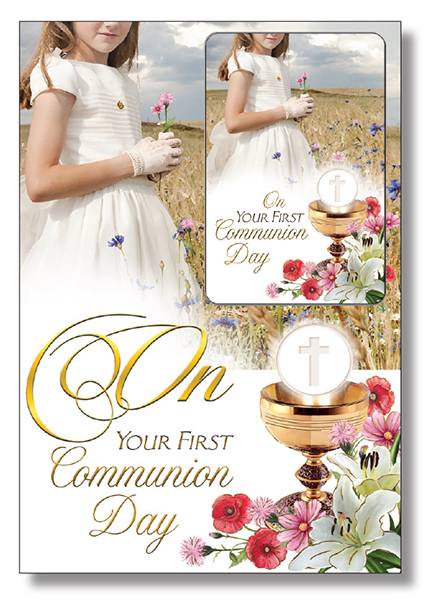 C27608 Communion Card Girl Laminated Leaflet