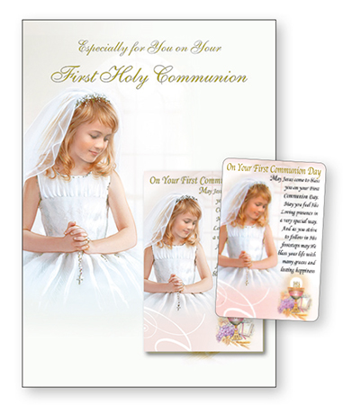 Communion Card Girl Laminated Leaflet