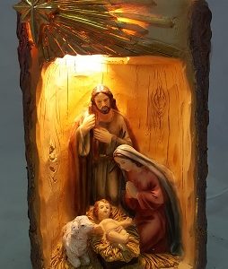 19 cm Holy Family Nativity Set With Light.