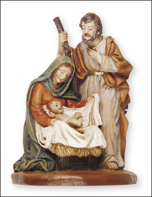 4″ Holy family Nativity Scene. Handpainted Resin