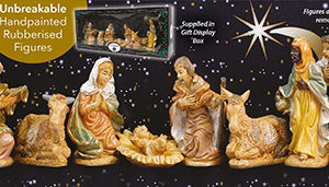 4 inch - 9 Figure Rubberised Nativity Set.