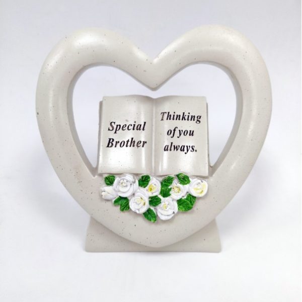 Brother Book in Heart with White Roses