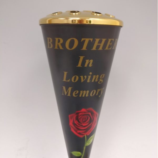 Brother Red Rose Design Cone Vase with Gold Lid  1