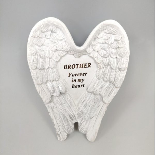 Brother White and Silver Angel Wings Stone