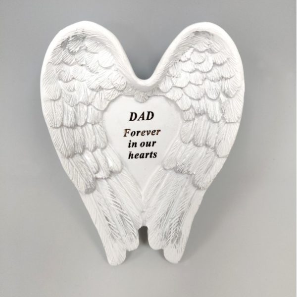 Dad White and Silver Angel Wings Stone