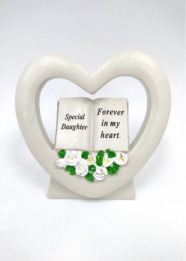 Daughter Book in Heart with White Roses.