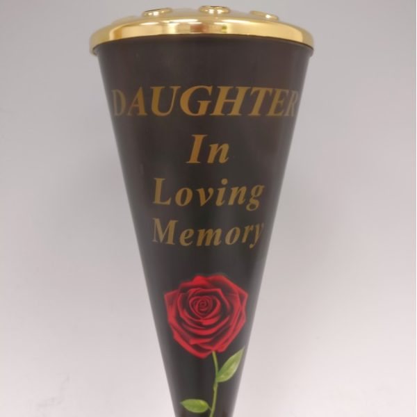 Daughter Red Rose Design Cone Vase with Gold Lid  1
