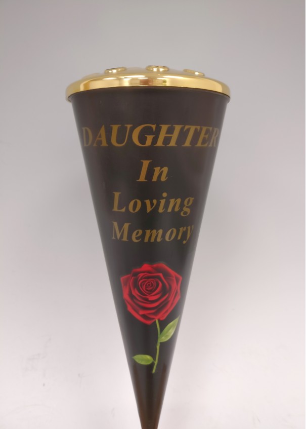 Daughter Red Rose Design Cone Vase with Gold Lid