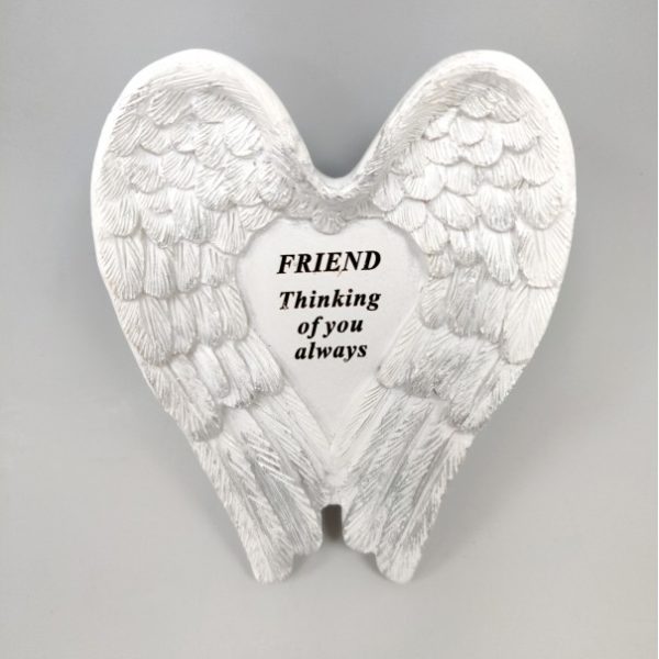 Friend White and Silver Angel Wings Stone