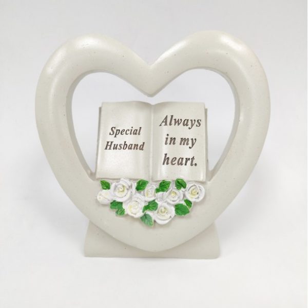 Husband Book in Heart with White Roses