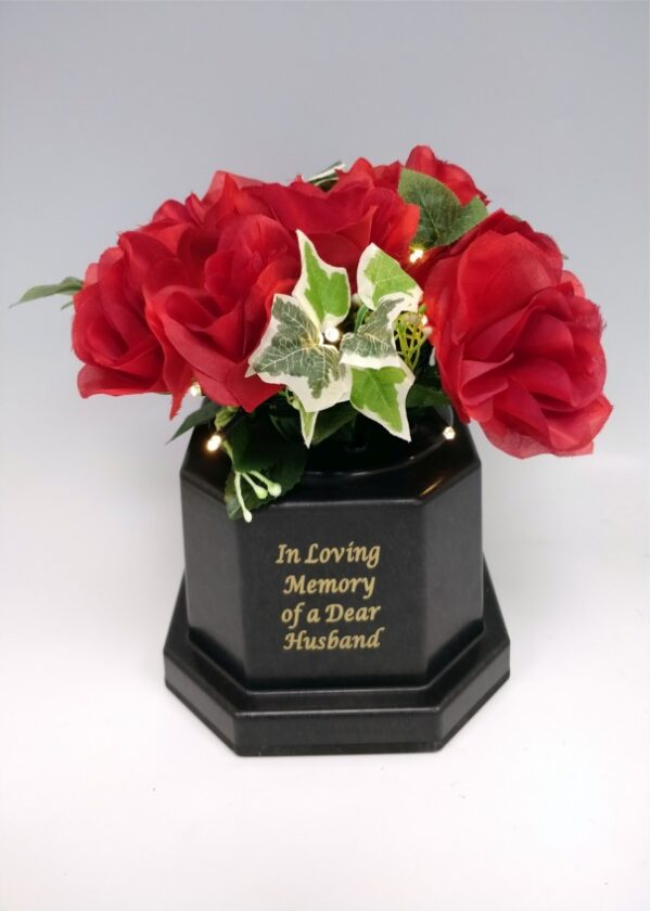 Husband light up silk red rose grave vase – DF17325