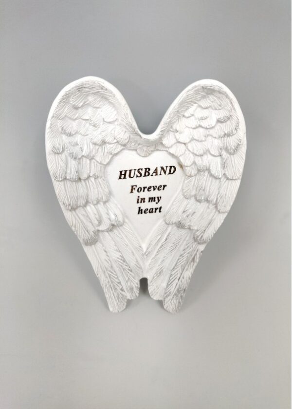 Husband white and silver angel wings stone – DF17976