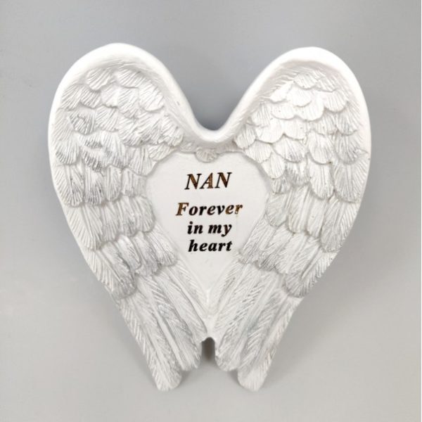 Nan White and Silver Angel Wings Stone