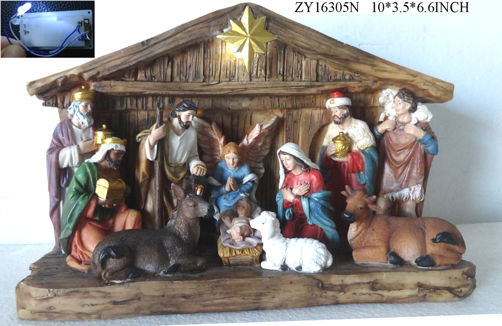 Nativity Scene with Lighting Star Set