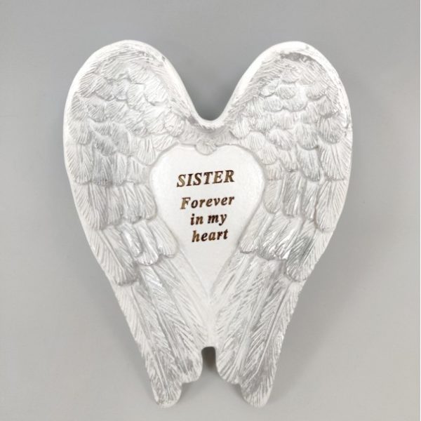 Sister White and Silver Angel Wings Stone