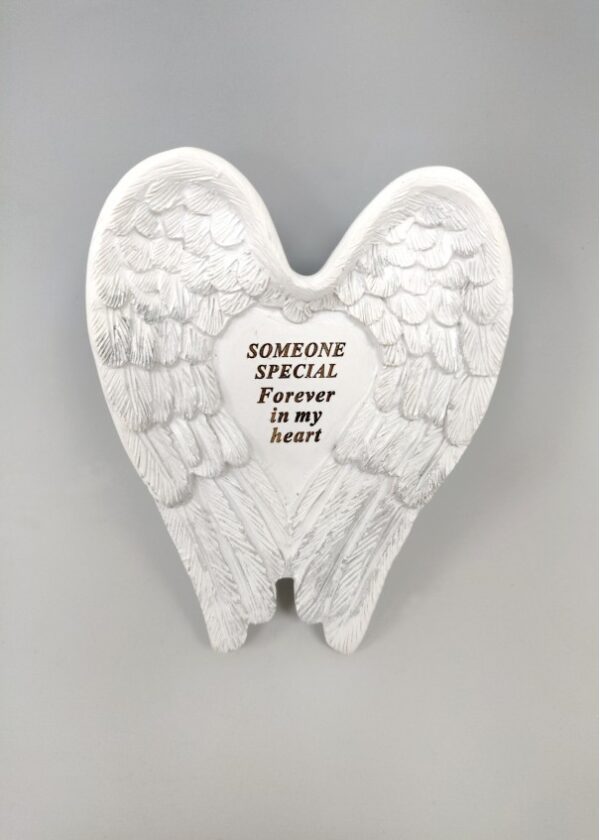 Someone Special white and silver angel wings stone – DF17976