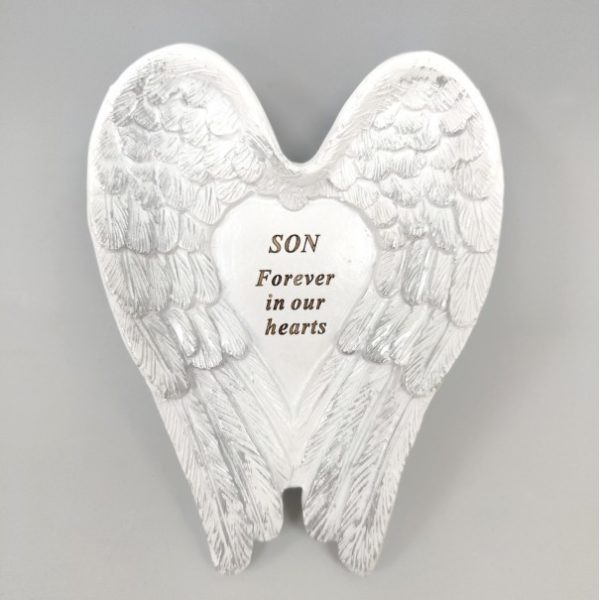 Son White and Silver Angel Wings Stone