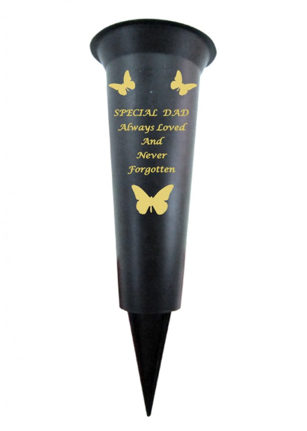 Special Dad plastic spike memorial vase with Butterfly Decoration