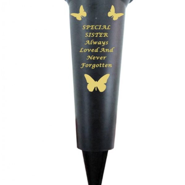 Special Sister plastic spike memorial vase with Butterfly Decoration 1