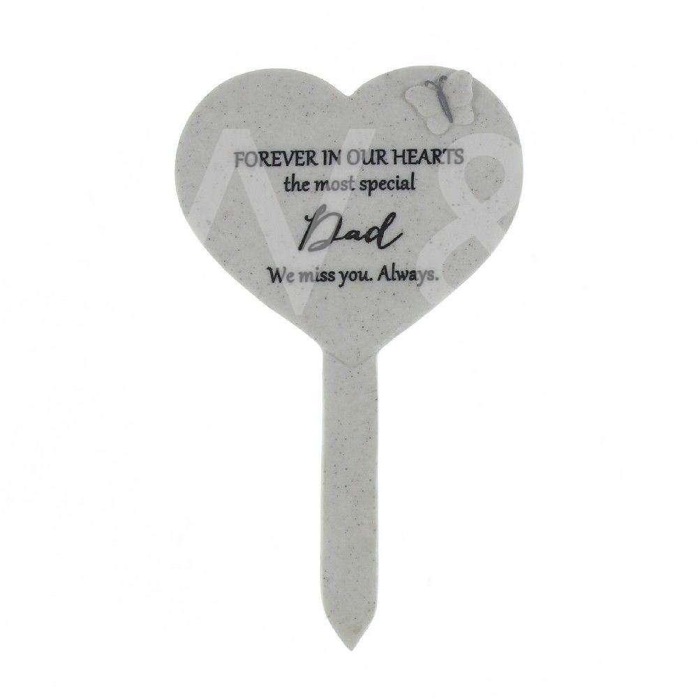 Sister Black Plastic Heart Graveside Stake with Gold Wording 
