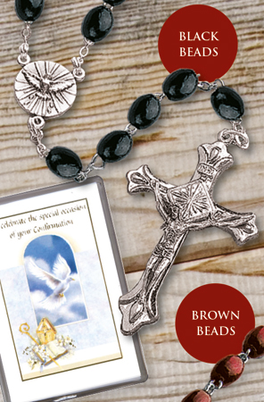 Confirmation Rosary Beads -Wooden -Black