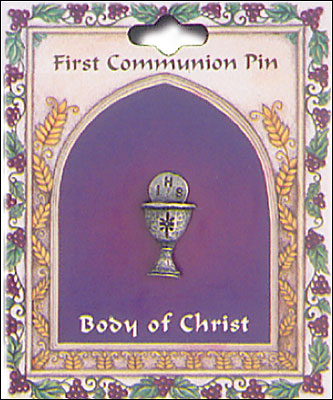 First Communion Chalice Brooch - Pewter Colour
