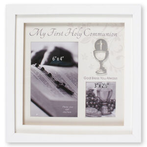 First Communion Photo Frame with White Finish - Symbolic