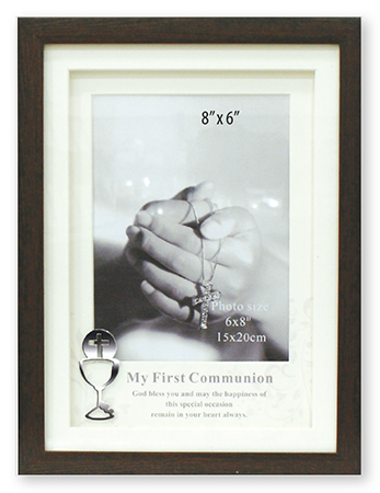 First Communion Photo Frame with Brown Finish – Symbolic 1