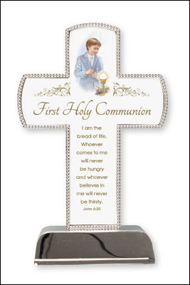 First Communion Silver Plated Cross Boy – 6 inch 1