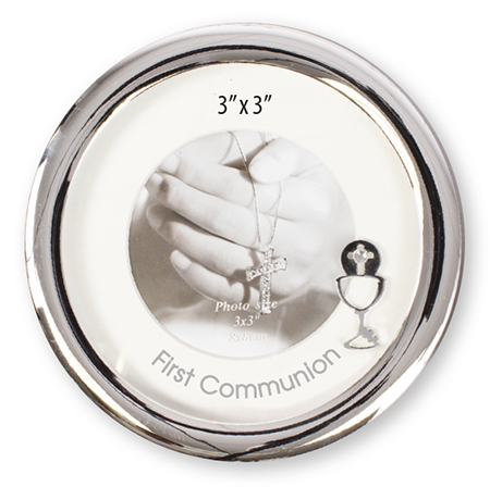 First Communion Metal Photo Frame Polished Silver Finish  1