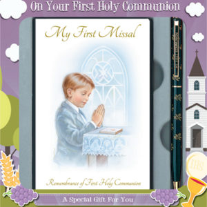 First Communion Boy Gift Set Book & Pen
