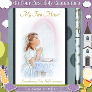 First Communion Gift Set Girl With Book Set & Pen