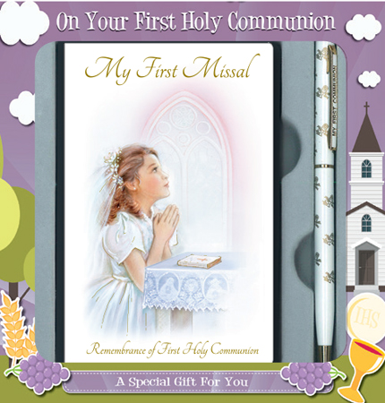 First Communion Gift Set Girl With Book Set & Pen 1