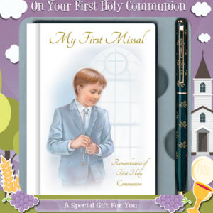 First Communion Boy Gift Set with Prayer Book & Pen