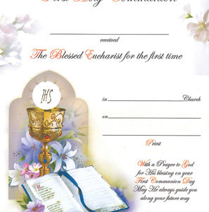 First Communion Certificate Symbolic