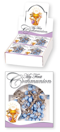 First Communion Rosary Bead Plastic – Blue 1