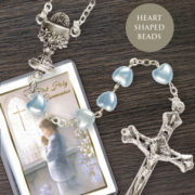 Communion Rosary Heart Shaped Bead Blue 1