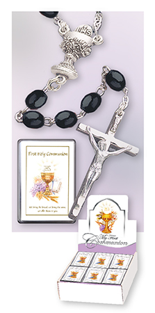 First Communion  Rosary Bead Wood Black 1
