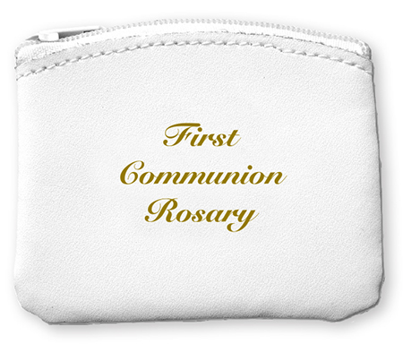 Communion Rosary Purse White Bonded Leather