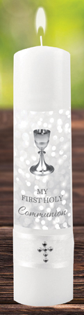 First Holy Communion Candle 8 Inch Symbolic 1